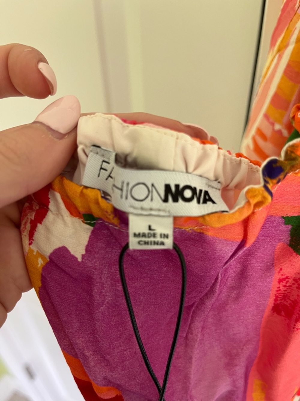 Fashion Nova Pink Multi Tropical Print Wide-Leg Jumpsuit - Picture 8 of 9